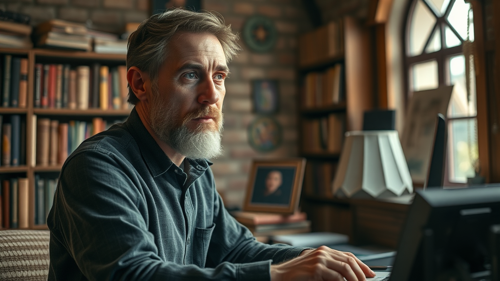 Thoughtful critic analyzing Its Supernatural TV Show in a cozy study room, emphasizing the show