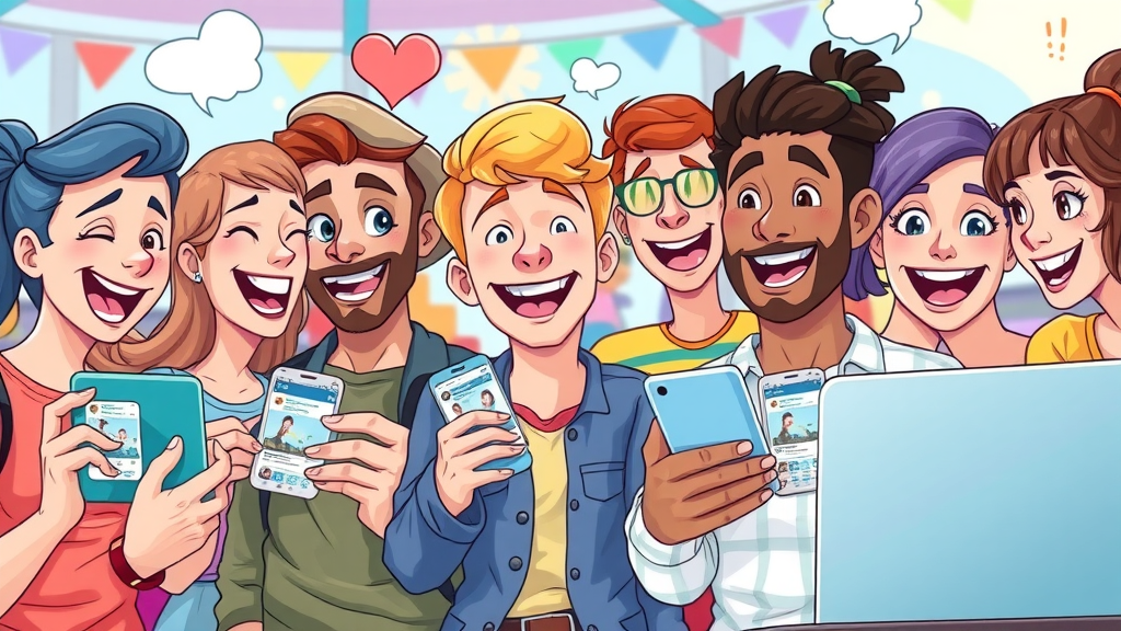 Enthusiastic Its Supernatural TV Show fans interacting online, smiling and sharing fan art and theories in a colorful digital environment.